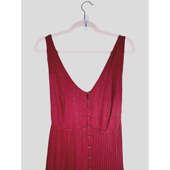 House Of Harlow X Revolve Red Metallic Halter Open Back Maxi Front Slit Button S - Picture 3 of 14